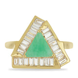 Inel din Argint 925 Placat cu Aur ( 3.69 grame ) cu Smarald Brazilian și Zircon Alb 3.08 Carate