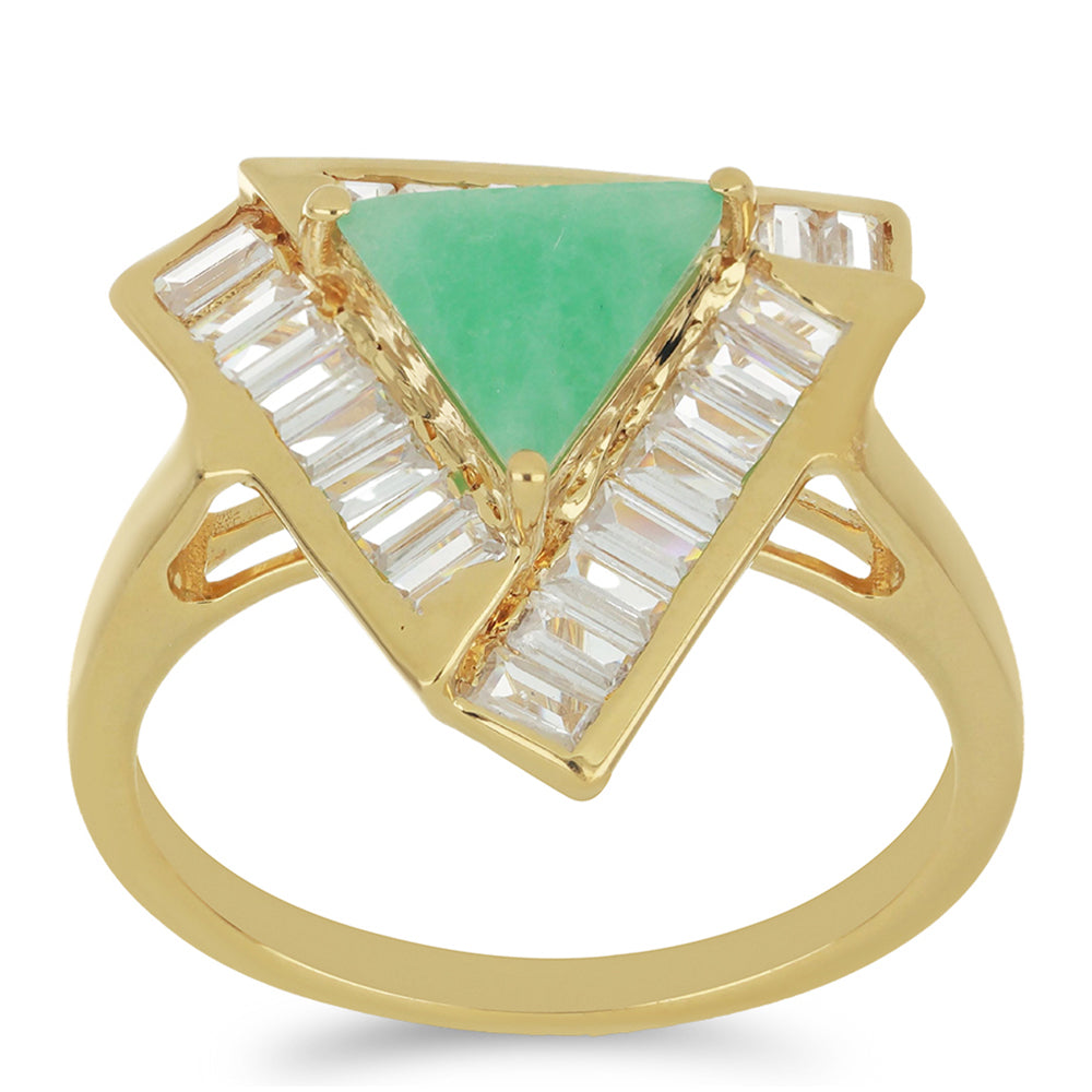 Inel din Argint 925 Placat cu Aur ( 3.69 grame ) cu Smarald Brazilian și Zircon Alb 3.08 Carate