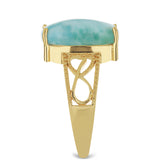 Inel din Argint 925 Placat cu Aur ( 3.83 grame ) cu Larimar(Piatra delfinului) 11.11 Carate
