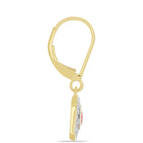 Cercei din Aur de 9K ( 2.21 grame ) cu Safir Roșu Rosebery și Zircon Alb Natural 1.1 Carate