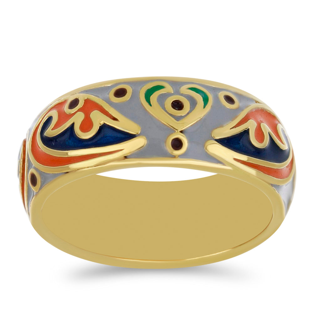 Inel din Argint 925 Placat cu Aur ( 5.21 grame ) cu Email