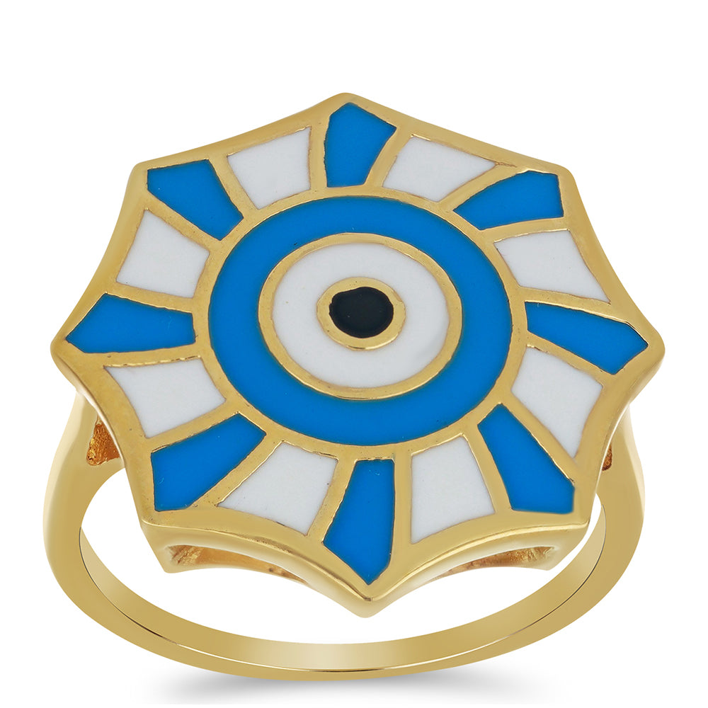 Inel din Argint 925 Placat cu Aur ( 4.94 grame ) cu Email