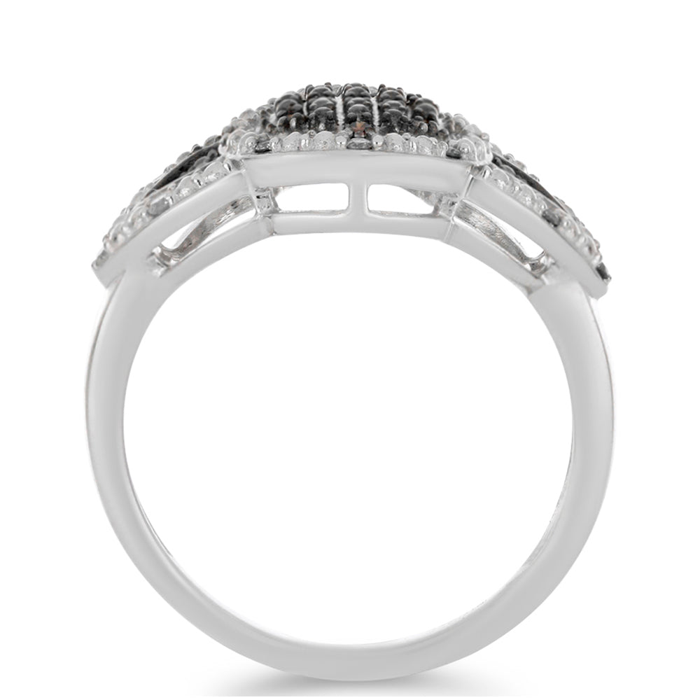 Inel din Argint 925 ( 3.9 grame ) cu Diamant Roșu și Diamant Alb 0.2 Carate