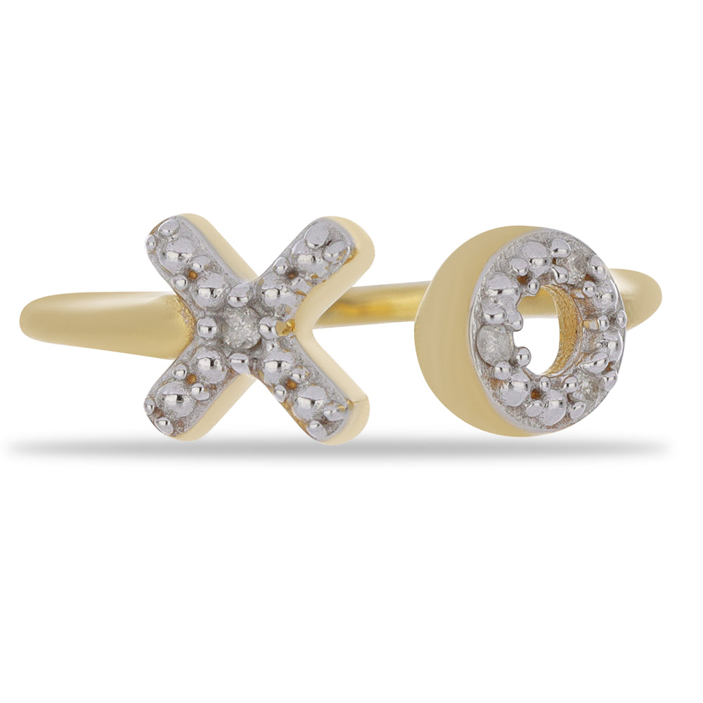 Inel din Argint 925 Placat cu Aur ( 2 grame ) cu Diamant Alb 0.03 Carate