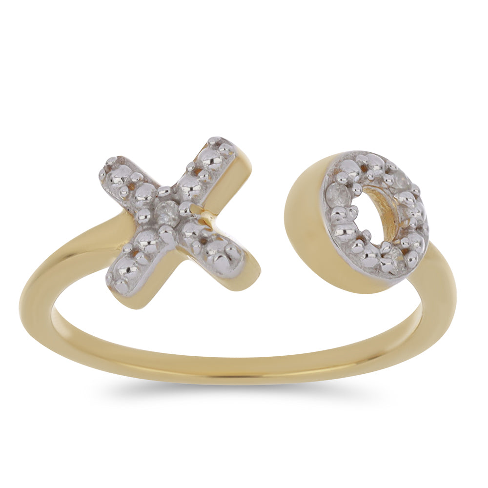 Inel din Argint 925 Placat cu Aur ( 2 grame ) cu Diamant Alb 0.03 Carate