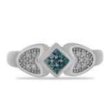 Inel din Argint 925 ( 3.43 grame ) cu Diamant Albastru și Diamant Alb 0.23 Carate