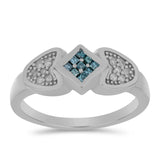 Inel din Argint 925 ( 3.43 grame ) cu Diamant Albastru și Diamant Alb 0.23 Carate