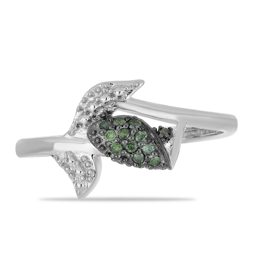 Inel din Argint 925 ( 2.11 grame ) cu Diamant Verde 0.1 Carate