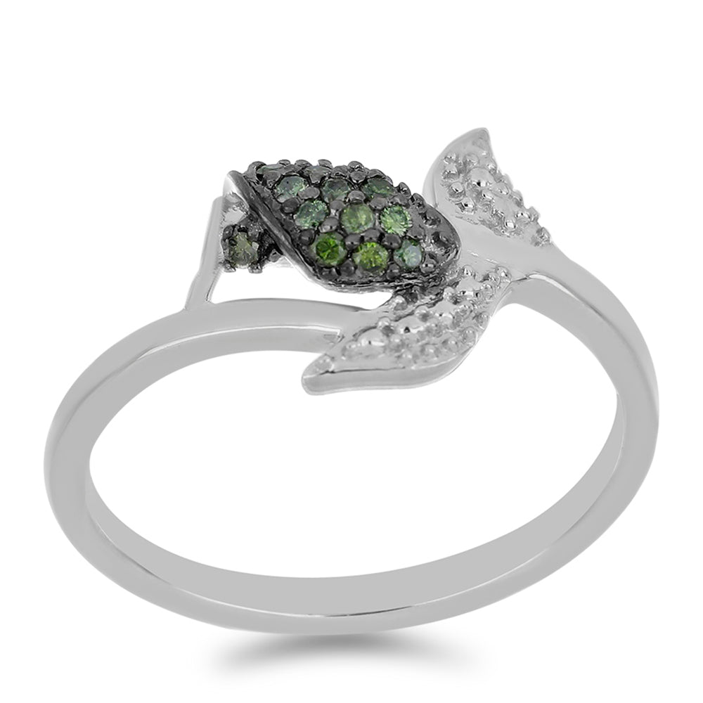 Inel din Argint 925 ( 2.11 grame ) cu Diamant Verde 0.1 Carate