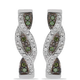 Cercei din Argint 925 ( 4.05 grame ) cu Diamant Verde și Diamant Alb 0.27 Carate