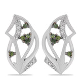 Cercei din Argint 925 ( 3.53 grame ) cu Diamant Verde și Diamant Alb 0.2 Carate