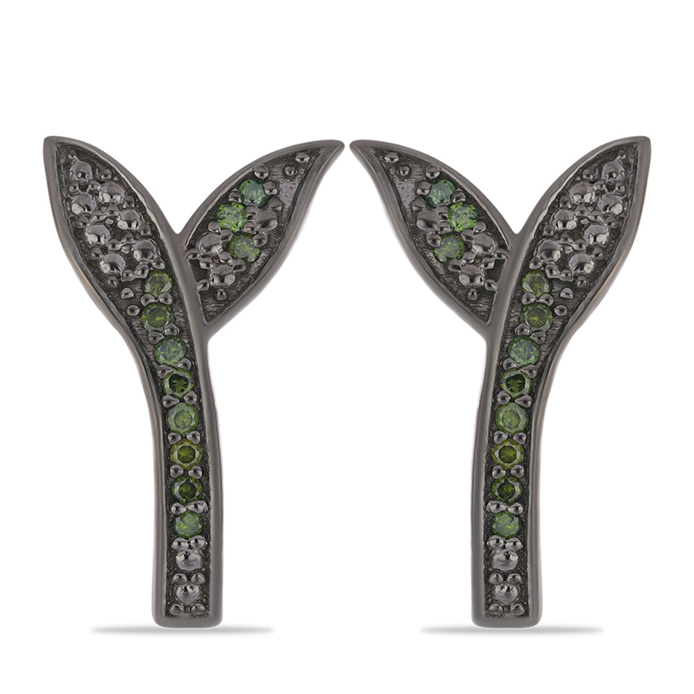 Cercei din Argint 925 ( 2.99 grame ) cu Diamant Verde 0.18 Carate