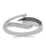 Inel din Argint 925 ( 2.57 grame ) cu Diamant Verde și Diamant Alb 0.2 Carate