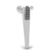 Inel din Argint 925 ( 2.57 grame ) cu Diamant Verde și Diamant Alb 0.2 Carate