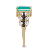 Inel din Argint 925 Placat cu Aur ( 2.6 grame ) cu Cuarț Paraiba și Spinel Negru Gorno Badakhshan 3.59 Carate