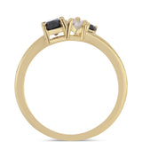 Inel din Argint 925 Placat cu Aur ( 1.8 grame ) cu Spinel Negru Gorno Badakhshan și Topaz Alb 0.91 Carate