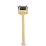 Inel din Argint 925 Placat cu Aur ( 1.8 grame ) cu Spinel Negru Gorno Badakhshan și Topaz Alb 0.91 Carate