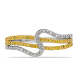 Inel din Argint 925 Placat cu Aur de 2 tonuri ( 3.23 grame ) cu Diamant Galben și Diamant Alb 0.28 Carate