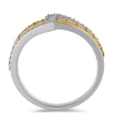 Inel din Argint 925 Placat cu Aur de 2 tonuri ( 3.23 grame ) cu Diamant Galben și Diamant Alb 0.28 Carate