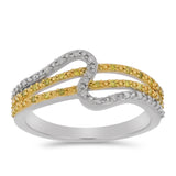 Inel din Argint 925 Placat cu Aur de 2 tonuri ( 3.23 grame ) cu Diamant Galben și Diamant Alb 0.28 Carate