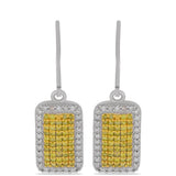 Cercei din Argint 925 Placat cu Aur de 2 tonuri ( 3.32 grame ) cu Diamant Galben și Diamant Alb 1 Carate
