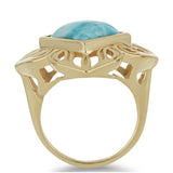 Inel din Argint 925 Placat cu Aur ( 6.67 grame ) cu Larimar(Piatra delfinului) 5.45 Carate