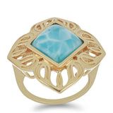 Inel din Argint 925 Placat cu Aur ( 6.67 grame ) cu Larimar(Piatra delfinului) 5.45 Carate