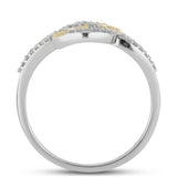 Inel din Argint 925 Placat cu Aur de 2 tonuri ( 2.7 grame ) cu Diamant Galben și Diamant Alb 0.37 Carate