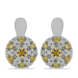 Cercei din Argint 925 Placat cu Aur de 2 tonuri ( 4.01 grame ) cu Diamant Galben și Diamant Alb 0.36 Carate