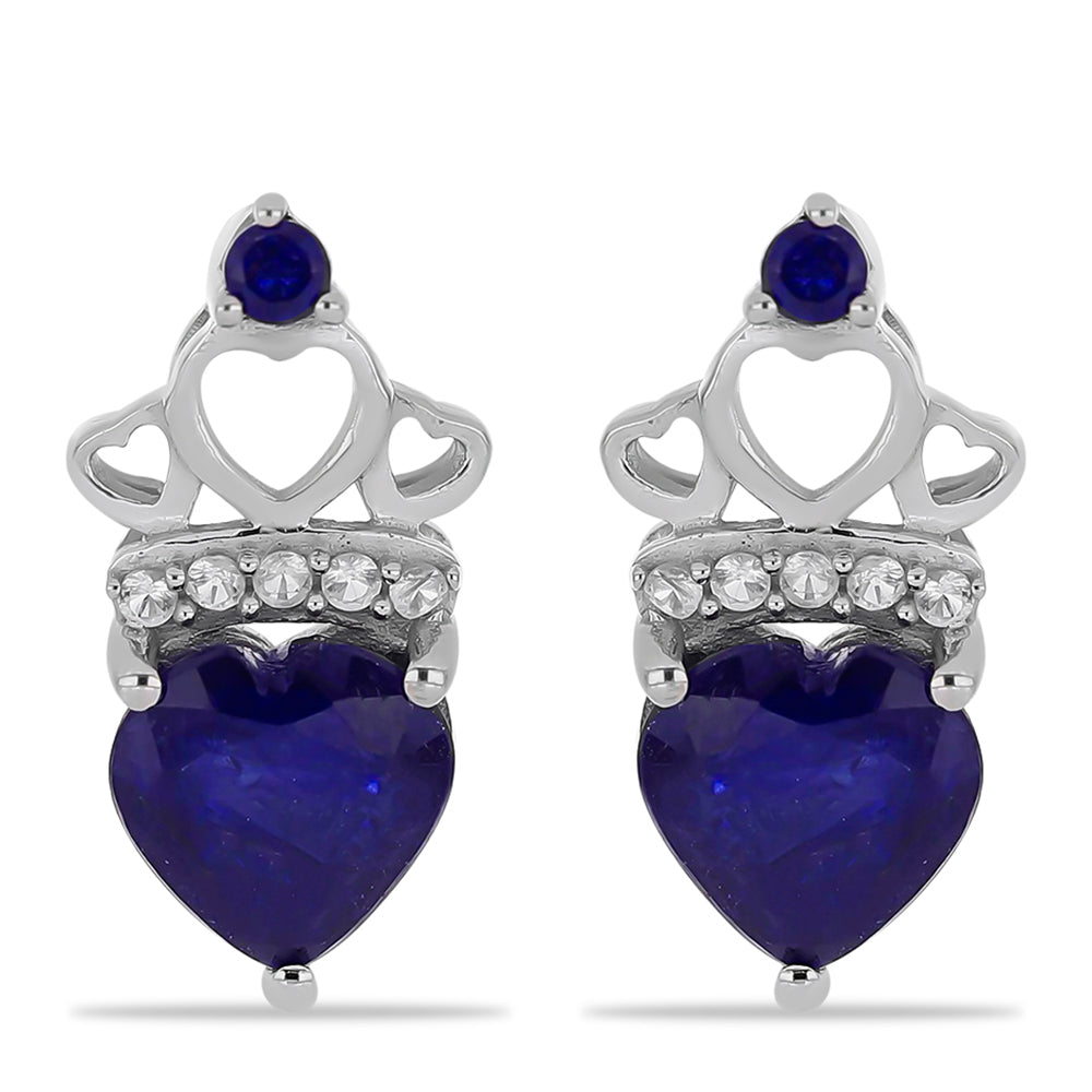 Cercei din Argint 925 ( 3.06 grame ) cu Safir Albastru Australian și Topaz Alb 3.39 Carate
