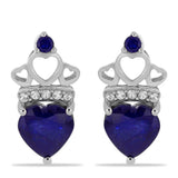 Cercei din Argint 925 ( 3.06 grame ) cu Safir Albastru Australian și Topaz Alb 3.39 Carate