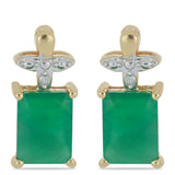 Cercei din Argint 925 Placat cu Aur ( 3.12 grame ) cu Smarald Brazilian și Diamant Alb 3.18 Carate