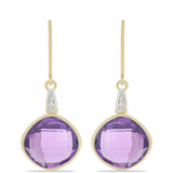 Cercei din Argint 925 Placat cu Aur ( 1.95 grame ) cu Ametist Marocan și Topaz Alb 11.41 Carate