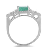 Inel din Argint 925 ( 3.65 grame ) cu Smarald Brazilian și Zircon Alb 3.12 Carate