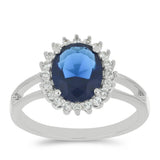 Inel din Argint 925 ( 2.75 grame ) cu Safir (C) și Topaz Alb 1.96 Carate