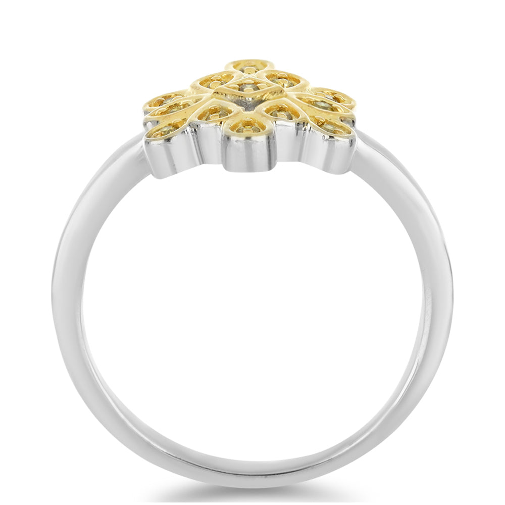 Inel din Argint 925 ( 2.55 grame ) cu Diamant Galben 0.1 Carate