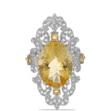 Inel din Argint 925 ( 6.68 grame ) cu Citrin Ural și Topaz Alb 11.48 Carate