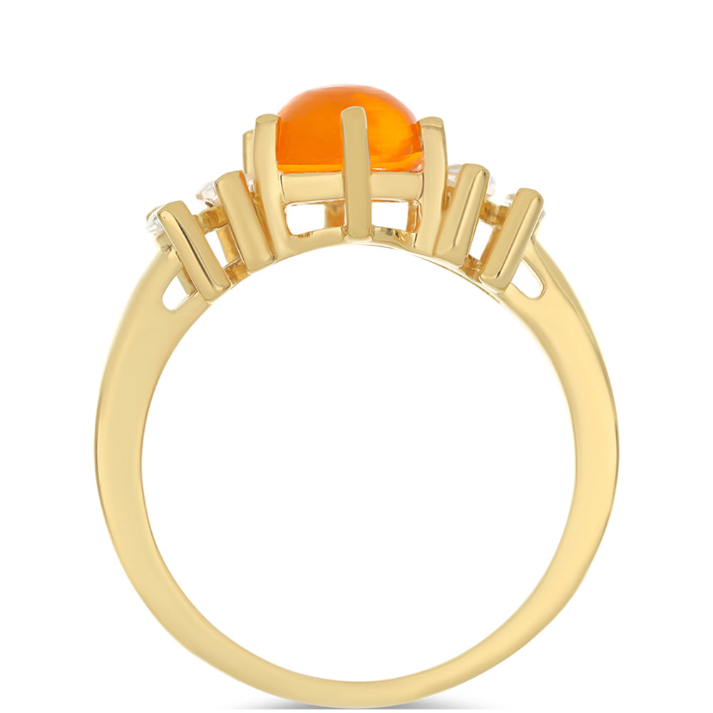 Inel din Argint 925 Placat cu Aur ( 3.14 grame ) cu Opal de Foc Lega Dembi și Topaz Alb 1.65 Carate