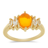 Inel din Argint 925 Placat cu Aur ( 3.14 grame ) cu Opal de Foc Lega Dembi și Topaz Alb 1.65 Carate