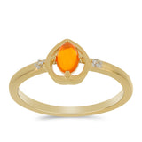 Inel din Argint 925 Placat cu Aur ( 2.04 grame ) cu Opal de Foc Lega Dembi și Topaz Alb 0.32 Carate