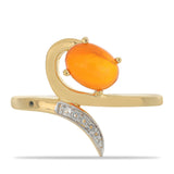 Inel din Argint 925 Placat cu Aur ( 2.76 grame ) cu Opal de Foc Lega Dembi și Topaz Alb 0.81 Carate