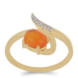 Inel din Argint 925 Placat cu Aur ( 2.76 grame ) cu Opal de Foc Lega Dembi și Topaz Alb 0.81 Carate