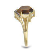 Inel din Argint 925 Placat cu Aur ( 2.85 grame ) cu Ochi de Tigru și Topaz Alb 2.7 Carate
