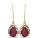 Cercei din Argint 925 Placat cu Aur ( 3.24 grame ) cu Rubin Malagasy și Topaz Alb 5.62 Carate
