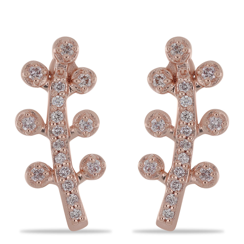 Cercei din Argint 925 Placat cu Aur Roz ( 2.34 grame ) cu Diamant Roz 0.21 Carate