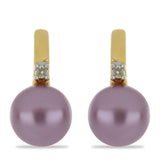 Cercei din Argint 925 Placat cu Aur ( 2.63 grame ) cu Perlă de cultură Violet și Topaz Alb 5.07 Carate