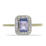 Inel din Aur de 9K ( 1.81 grame ) cu Tanzanit AAA și Zircon Alb Natural 1.15 Carate