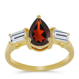 Inel din Argint 925 Placat cu Aur ( 1.88 grame ) cu Granat Barton și Topaz Alb 2.24 Carate