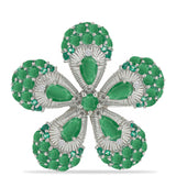 Inel din Argint 925 ( 6.39 grame ) cu Smarald Brazilian și Diamant Alb 3.32 Carate