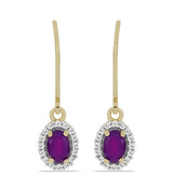 Cercei din Argint 925 Placat cu Aur ( 1.92 grame ) cu Agat Violet și Topaz Alb 1.07 Carate